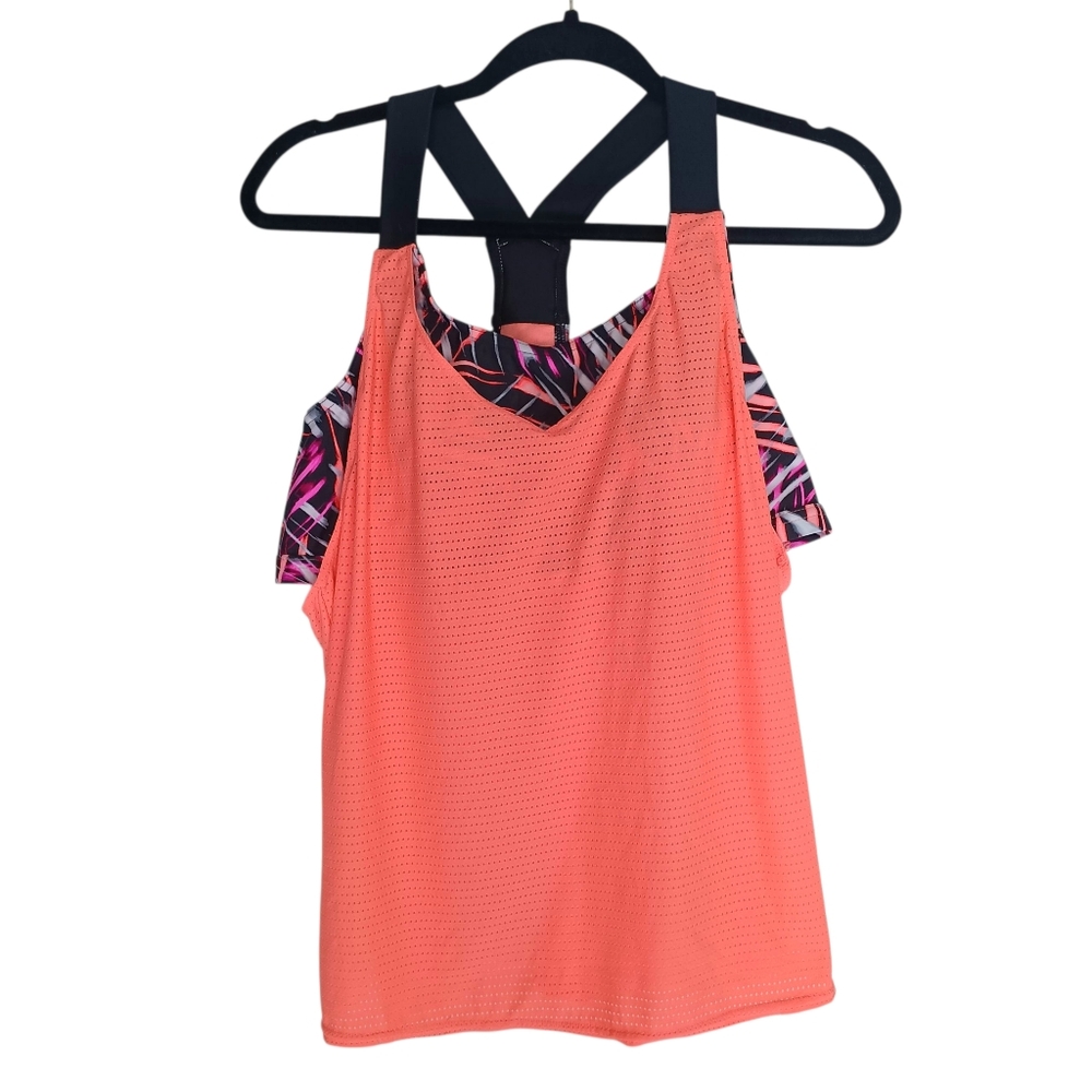 ZeroXposur Tank Swim Top Size L Vibrant Coral Seashell Lightweight 4-way Stretch
